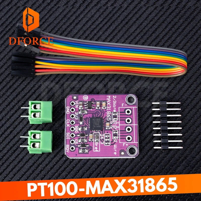 

Плата преобразователя температуры DFORCE MAX31865 PT100 для Arduino 3 В ~ 5 В RTD-to-Digital, модуль усилителя датчика термопары