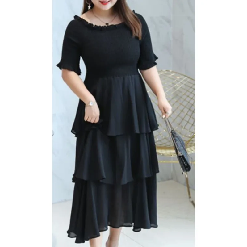 Шифоновое длинное сексуальное пляжное платье черного и красного цвета женское