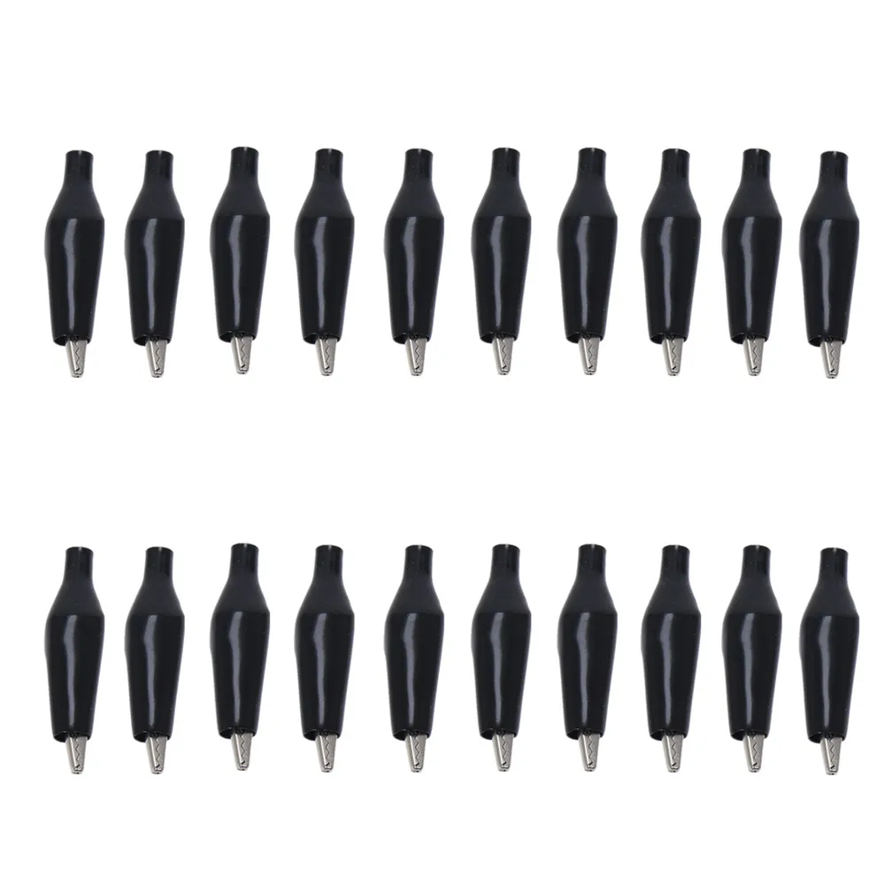 20Pcs-BLACK 20 шт. 28 мм металлический зажим крокодил Электрический зажим Тестирование зонд метр Черный Красный с пластиковой загрузкой авто Батарея - Цвет: 20Pcs-BLACK