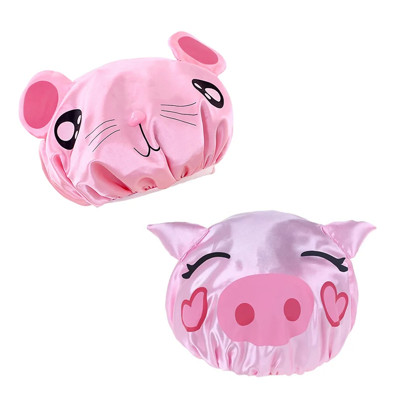 

Новые двухслойные Детские Водонепроницаемые шапочки для ванной комнаты с мультяшным рисунком