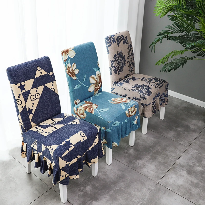 Modern Dining Chair Covers Restaurant Room Banquet Universal Elasticity Jacquard Flower Geometry Print No Handle Chair Cover