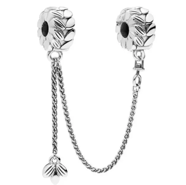 

Genuine 925 Sterling Silver Bead Charm Vintage Grains Of Energy Safety Chain Bead Fit Pan Bracelet & Necklace Diy Jewelry