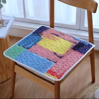 1pcs solid wood chair cushion four seasons general non slip thick plush restaurant square printing quilted chair cushion cover