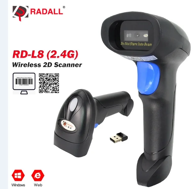 RD-L8 Wireless 2D Новое поступление Bluetooth сканер штрих-кода беспроводной 1D/2D проводной Ручной считыватель штрих-кода для инвентаризации POS терминал - Цвет: RD-L8 Wireless 2D