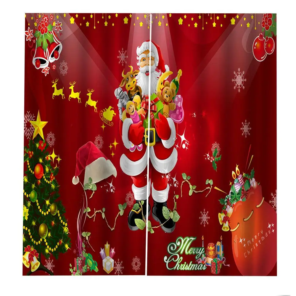 Счастливого Рождества шторы праздничный с изображением Санта Клауса С принтом