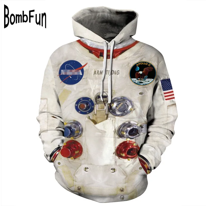 BombFun мужские толстовки Armstrong 3d толстовки мужские Spacesuit худи с принтом с капюшоном парные спортивные костюмы женские толстовки Косплей астронавт