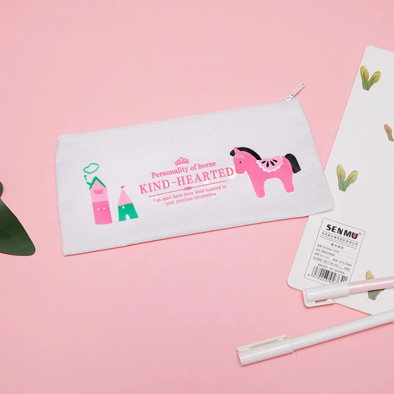 

Canvas Pencil Case Creative Large Capacity Side Open Zipper Pencil Bag School Stationery small pencil case student storage bag