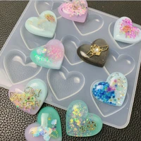 9 cups 3d love heart shape mirror diy silicone mold jewelry pendant fondant mould cake decoration tools