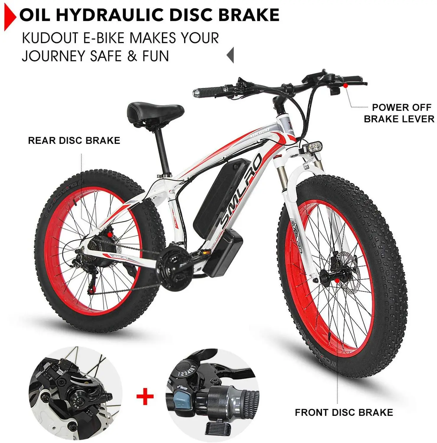 

1000w Electric Bicycle 26'' 15ah Powerful Motor Mountain LCD Display Variable Speed Smart Bike Super Quality Snow Eike