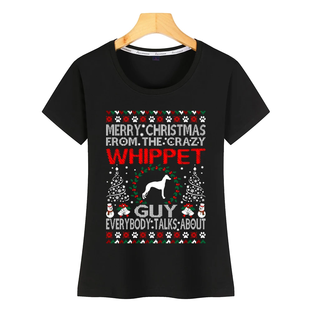 Топы футболка для женщин веселое Рождество с собачкой Гаем уродливый свитер