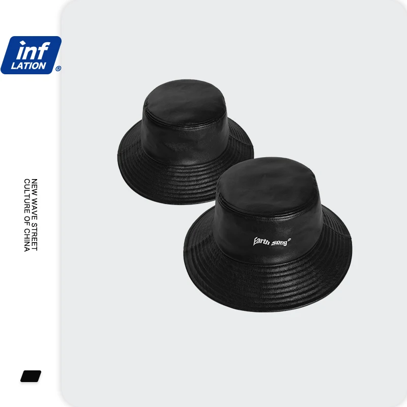 Мужская кепка ведро INFLATION уличная Кепка из искусственной кожи с ремнем в стиле