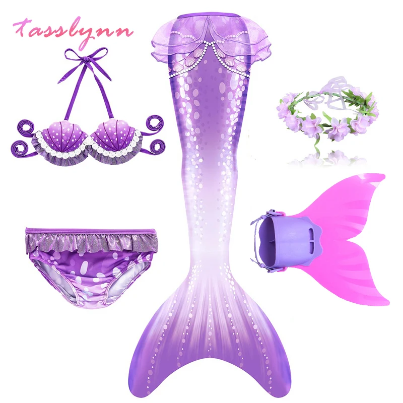 

Fantasy Children Mermaid Tails Swimming Party Cosplay Costumes Halloween Little Mermaid Girls Swimsuit Bikini Set Bathing Suit