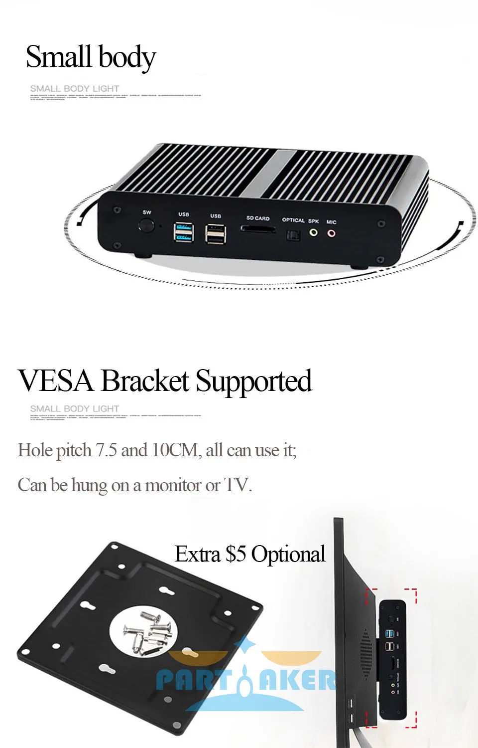 Причастником B16 Intel Core i5 8250U DDR4 безвентиляторный мини-ПК WIN10 мини-ПК Windows10 с HDMI VGA USB