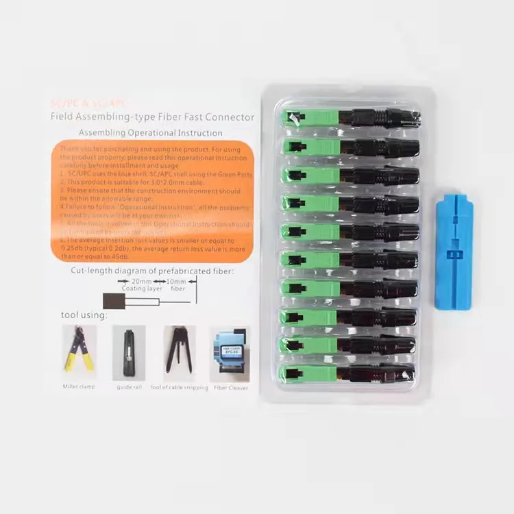 FTTH Embedded Fiber Optic Fast Connector SC APC Single Mode Adapter UPC Cold Connection Quick Field Assembly |