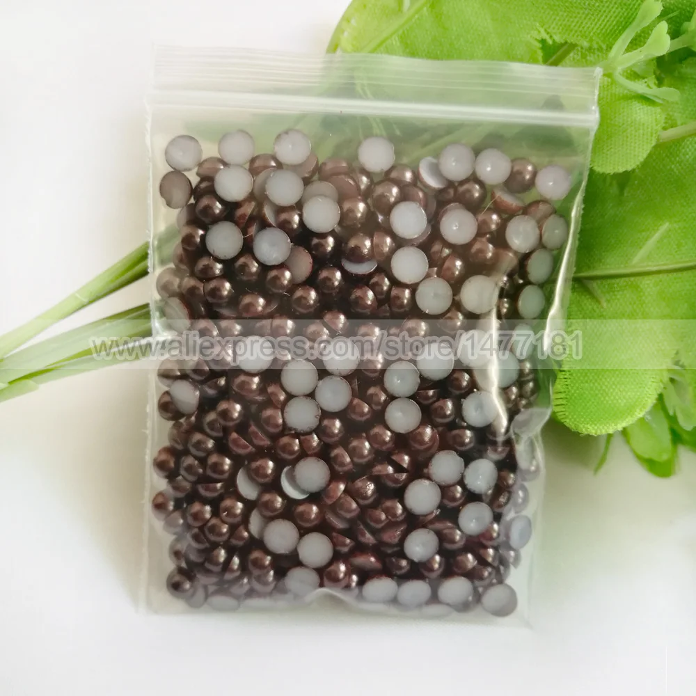 Темно-кофейный 5 мм Жемчуг полукруглые карты имитация искусственного кабошона