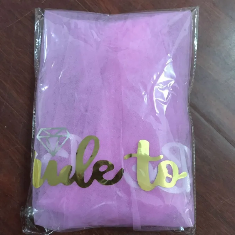 

JIERUIZE Fuchsia Rose Red To Be Gold Wedding Veil With Comb Two Layer Bridal Tulle Veils Cheap Wedding Accessories