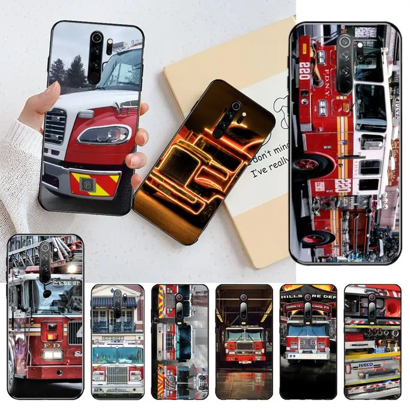 

CUTEWANAN firetrucks Pictures Fire Truck Black Soft Shell Phone Case Capa for Redmi Note 8 8A 8T 7 6 6A 5 5A 4 4X 4A Go Pro