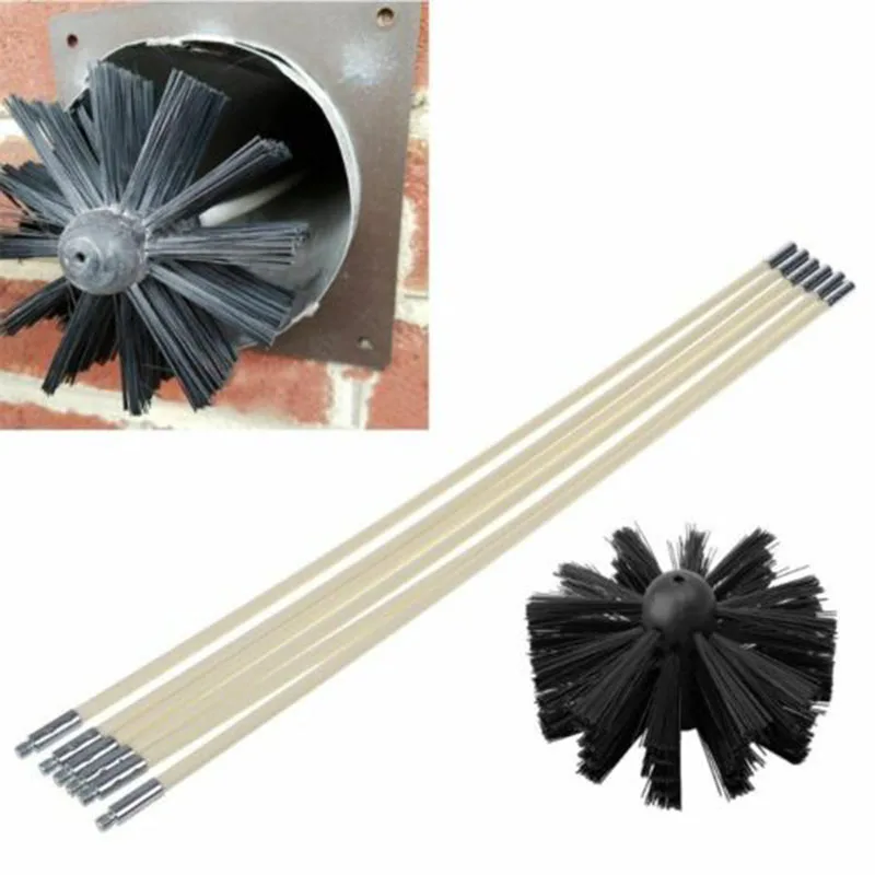 7Pcs/set Flexible Chimney Cleaner Brush Head Connecting Rod Cleaning Rotary Sweep Fireplace Tool 1*Brush Head+ 6*Connecting Rods | Дом и сад