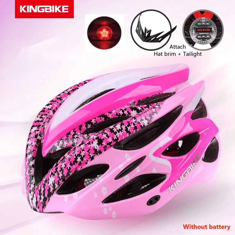 

KINGBIKE Ultralight Bicycle Helmet Led Taillight MTB Bike Helmet Sun Visor CE Integrally-molded capacete ciclismo feminino
