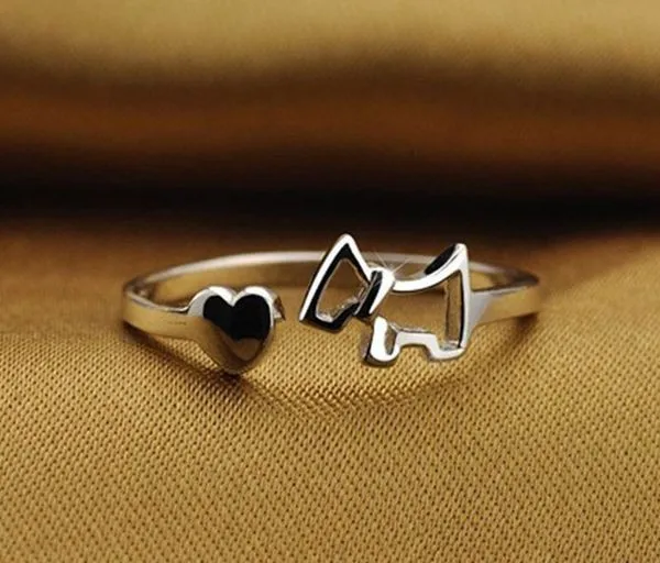 New  Fashion 925 Sterling Fashion Silver color  Lady Ring Finger Opening Adjustable Dog