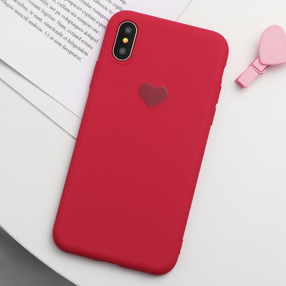 Kho-0iphoxin Матовый чехол карамельного цвета для iPhone 11 Pro XS Max XR X, чехол для телефона с сердечком для iPhone 6, 6 S, 7, 8 Plus, мягкий силиконовый чехол ТПУ, чехол - Цвет: Kho-0iphoxin