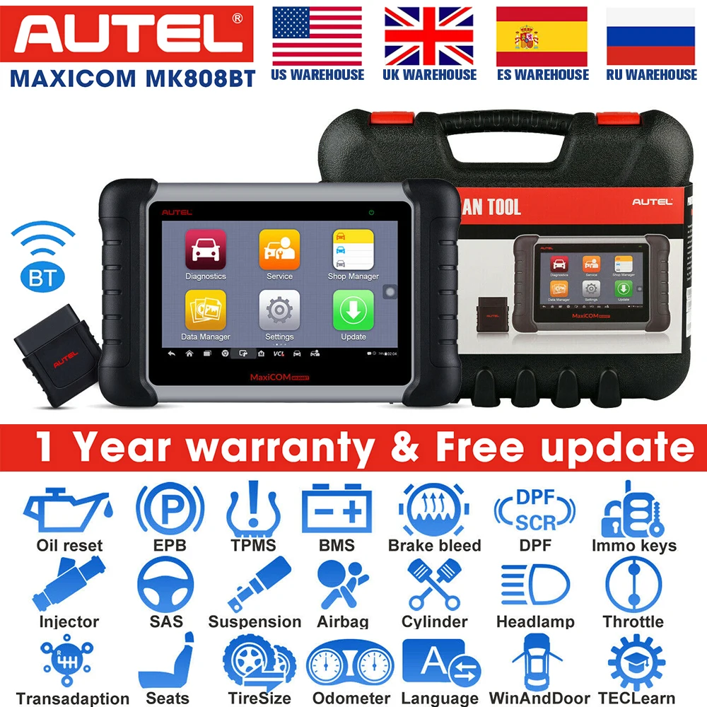 

Autel MaxiCOM MK808BT OBD2 Scanner Diagnostic Tool with MaxiVCI Supports Full System Diagnosis Upgraded Version And TPMS Sensor