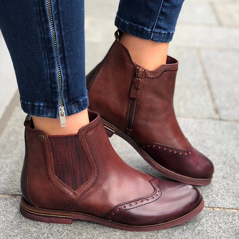 MoneRffi/Модные женские ботинки сезон осень-зима из искусственной кожи с боковой