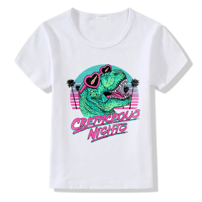 Tyrannosaurus Rex/белые Модальные футболки с короткими рукавами для мальчиков и девочек 6