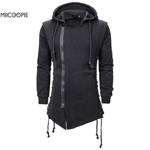 Мужская осенняя и зимняя трендовая однотонная темная длинная свободная толстовка с капюшоном пальто Poleron Hombre Sudaderas Hombre