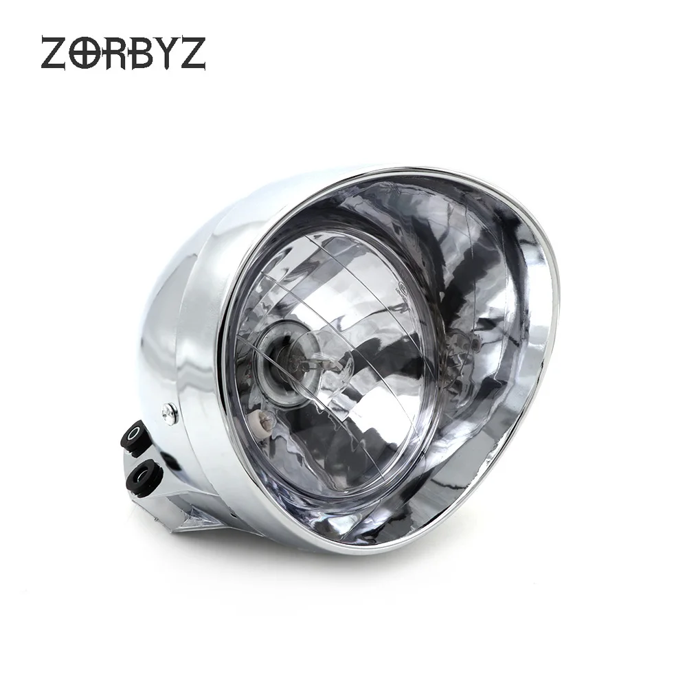 ZORBYZ мотоцикл 6," Хром ABS Пуля Передний светильник головной светильник подходит для Harley cruise Honda Steed Shadow