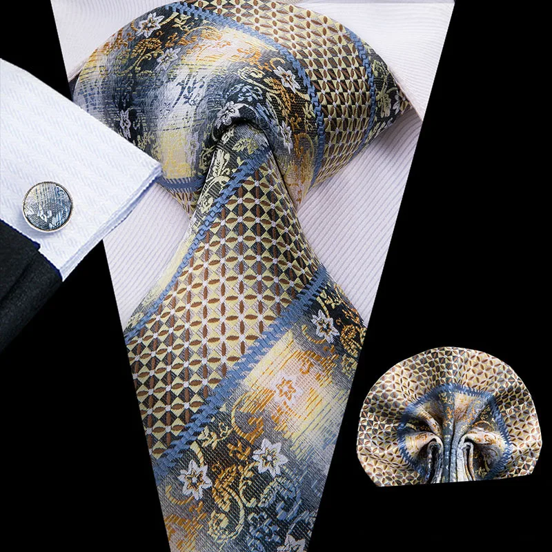 SN-3001 SN-1641 Hi-Tie Модные синие шелковые галстуки для мужчин Пейсли и полоса шеи галстук платок набор запонок для мужчин костюм деловой свадьбы - Цвет: SN-3001
