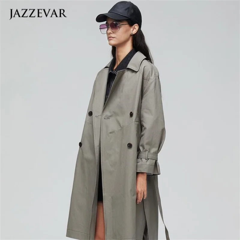 Windbreaker women trench coats new autumn and winter European American hit line casual British waist waist mid-length clothes