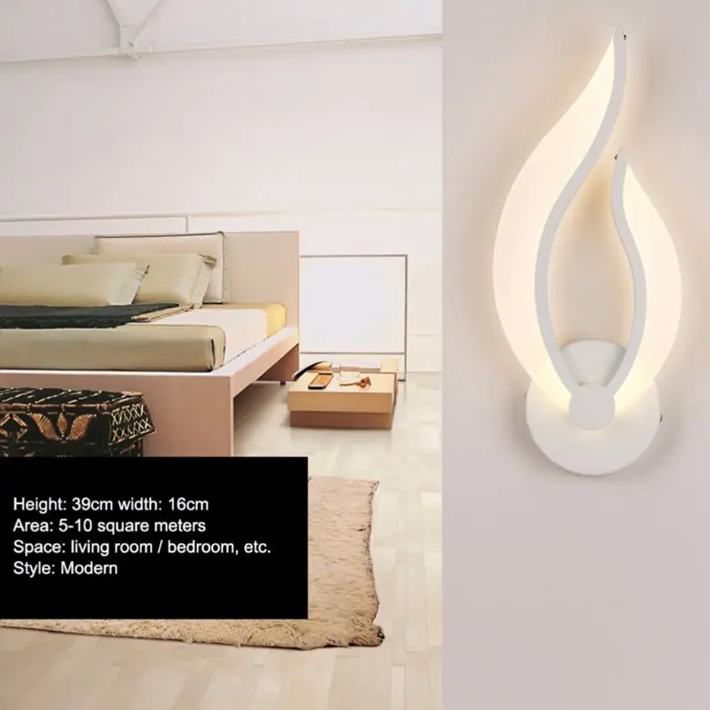 

2021 New LED Light Modern Wall Lamp Acrylic Sconce 10W AC90-260V Flame Shape Indoor Bathroom Bedroom Living Room Hallway Art