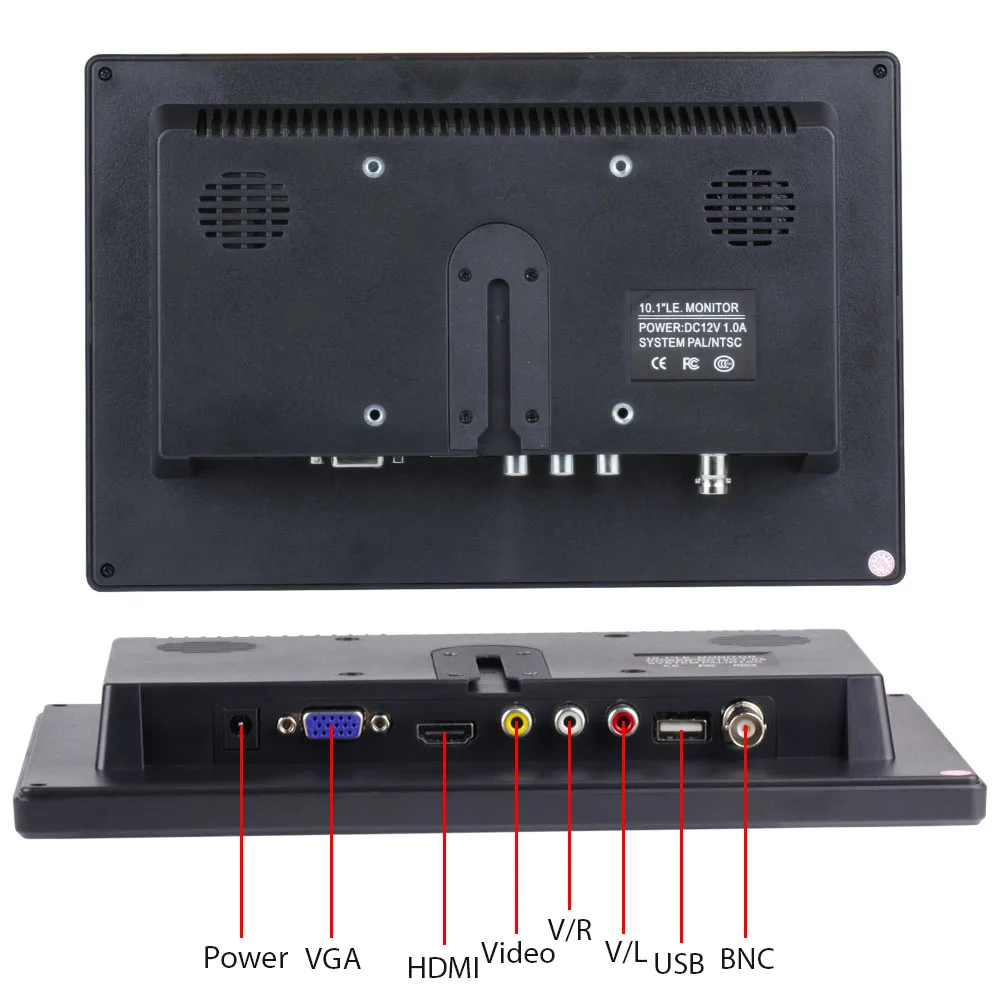 10.1 inch HD Car monitor Computer Reverse Image Flip 2 Channel Input Security Monitor With BNC/AVI/VGA/HDMI 12-24V | Автомобили и
