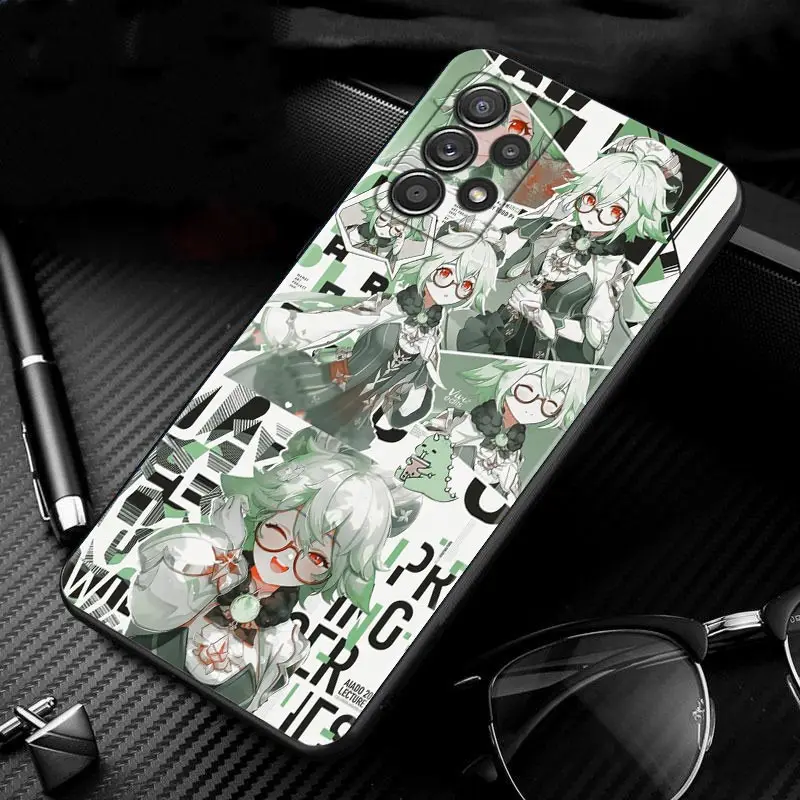 For Samsung Galaxy A51 A71 A41 A31 A11 A01 A72 A52 A42 A32 A22 A21s A02s A12 A02 Silicone Case Black Shell Genshin Impact Anime