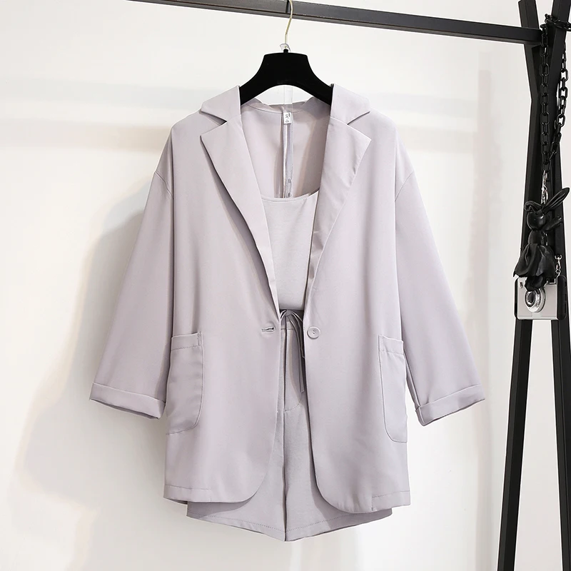 Женский офисный комплект из 3 предметов размера плюс однобортный Повседневный