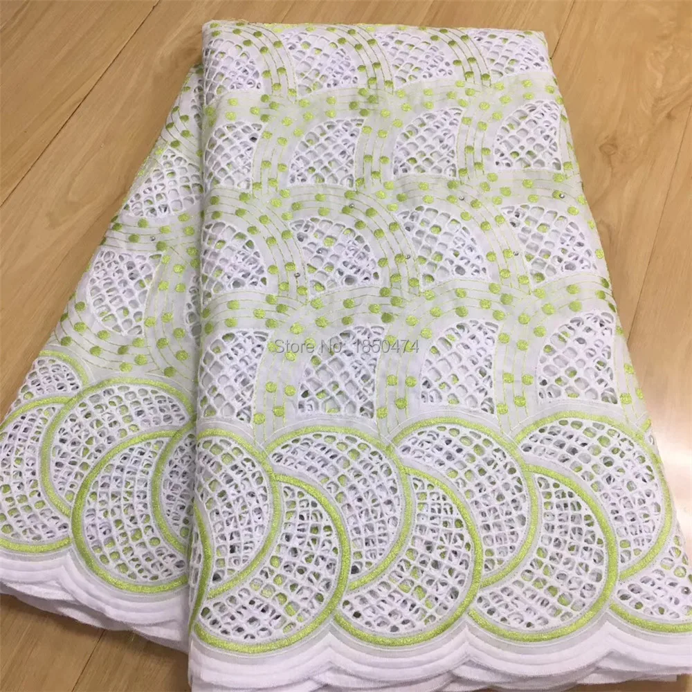 Белая и золотая африканская сухая кружевная ткань Высококачественная хлопковая