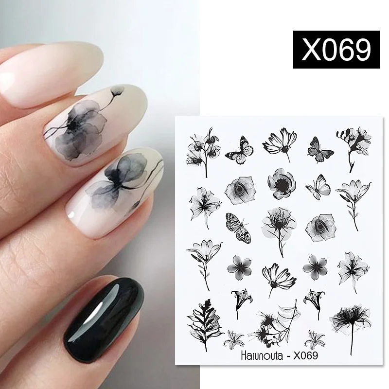 

Harunouta 1 Sheet Embossed Nails Sticker 3D Flower Leaves Slider Water Transfer Nail Decals for Nail Art DIY Transfer Sticker