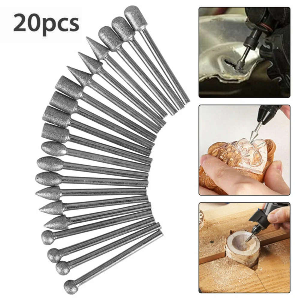 

120 Grit Burr Drill Bits Electroplated Silver Cutting Wood Glass Ceramics
