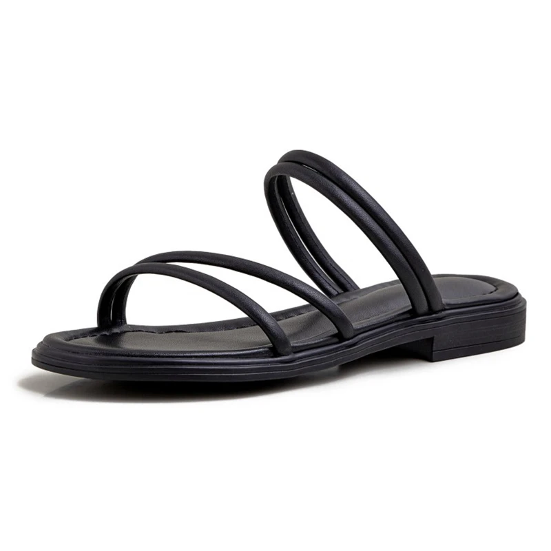 ?? 奪う猫2021ファッションコンサイススリッパ狭帯域ソリッドオープンで2センチメートルチャンキーヒール靴サイズ34-40黒ベージュA4260