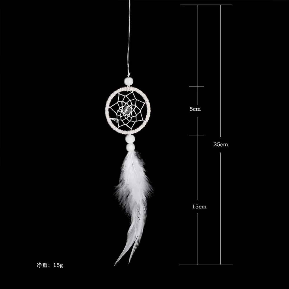 

Mini Dream Catcher Wind Chimes Decor Home Car Pedant Pure White Feather Ornament for Unique Parts Portable Car Ornament Hot Sale