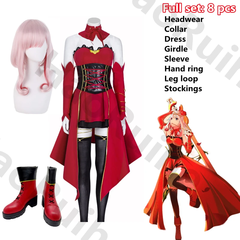 New Anime takt op.Destiny - Destiny Cosplay Costume Red Dress Outfits Halloween Carnival Suit Wigs