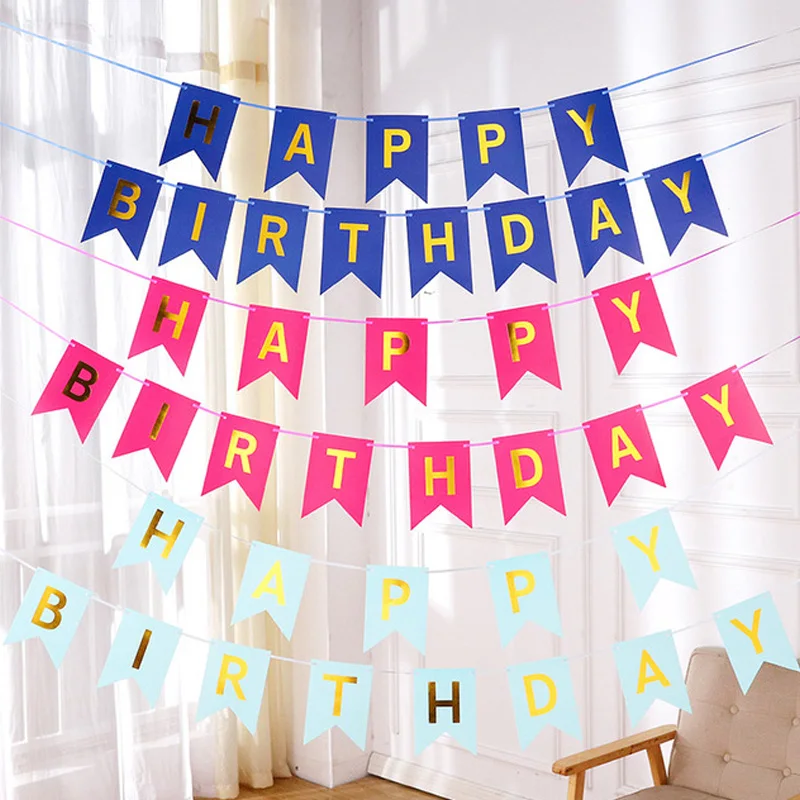 

HAPPY BIRTHDAY Banner Garlands Boy Girl Colorful Kids Birthday Party Decoration Bunting Baby Shower