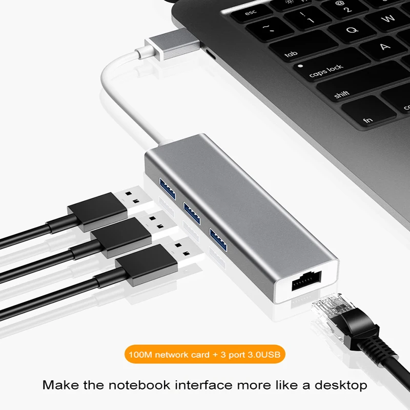 Usb-концентратор Мульти USB 3,0 usb-хаб высокоскоростной 3 порта с usb-кабелем RJ45 сетевая карта для ПК ноутбука Компьютерные аксессуары