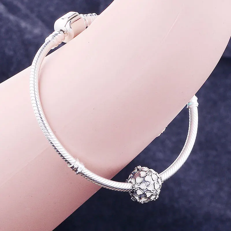 925 серебряный розовый эмалированный цветок вишневого цвета пробка бусина с