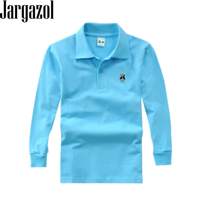 Детская рубашка-поло Jargazol хлопковая с длинным рукавом для мальчиков и девочек