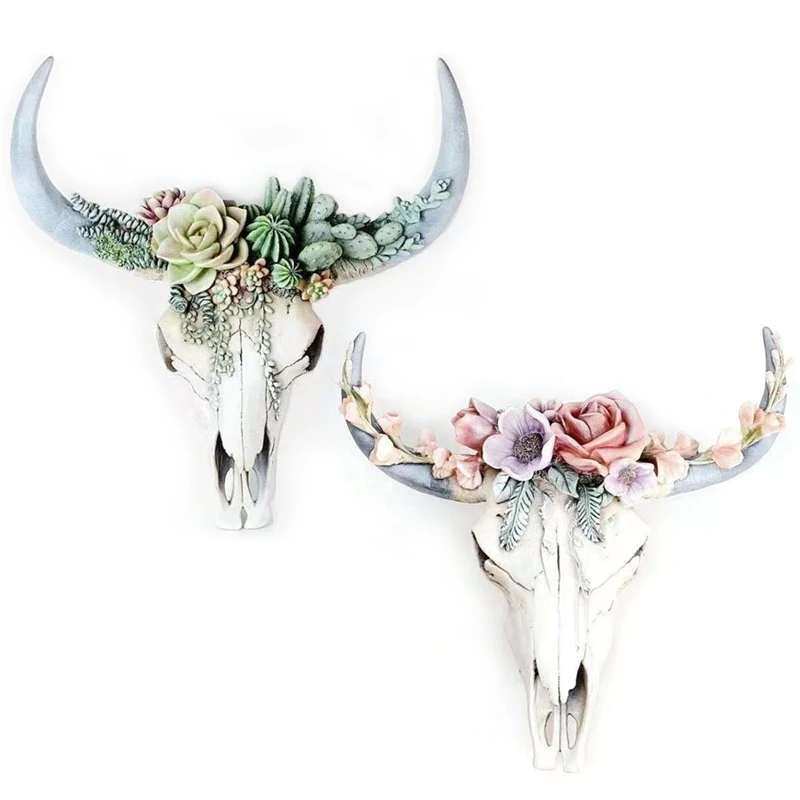 Полимерный длинный Рог голова КОРОВЫ черепа настенный Декор 3D Скульптура