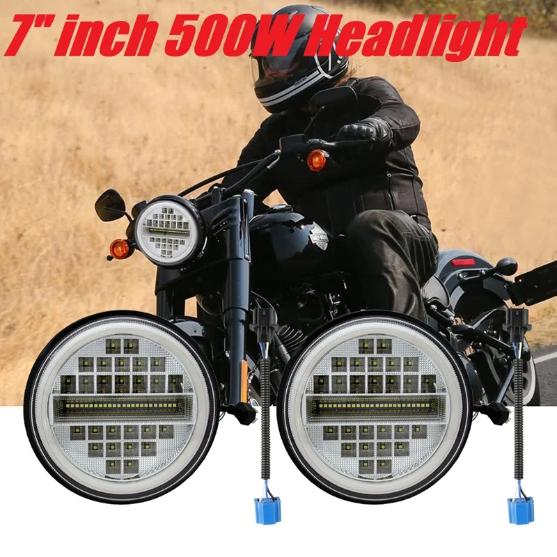 

7-Inch 500W LED Round Headlight Hi Lo for Honda Yamaha Ducati Motorcycle