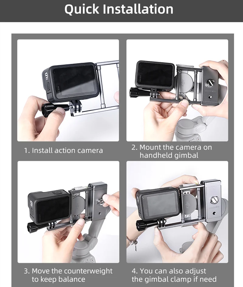 

Sunnylife Handheld Gimbal Action Camera Adapter Switch Mount Plate Stabilizer for GoPro 9/8/Osmo Action OM 4/Osmo Mobile 3
