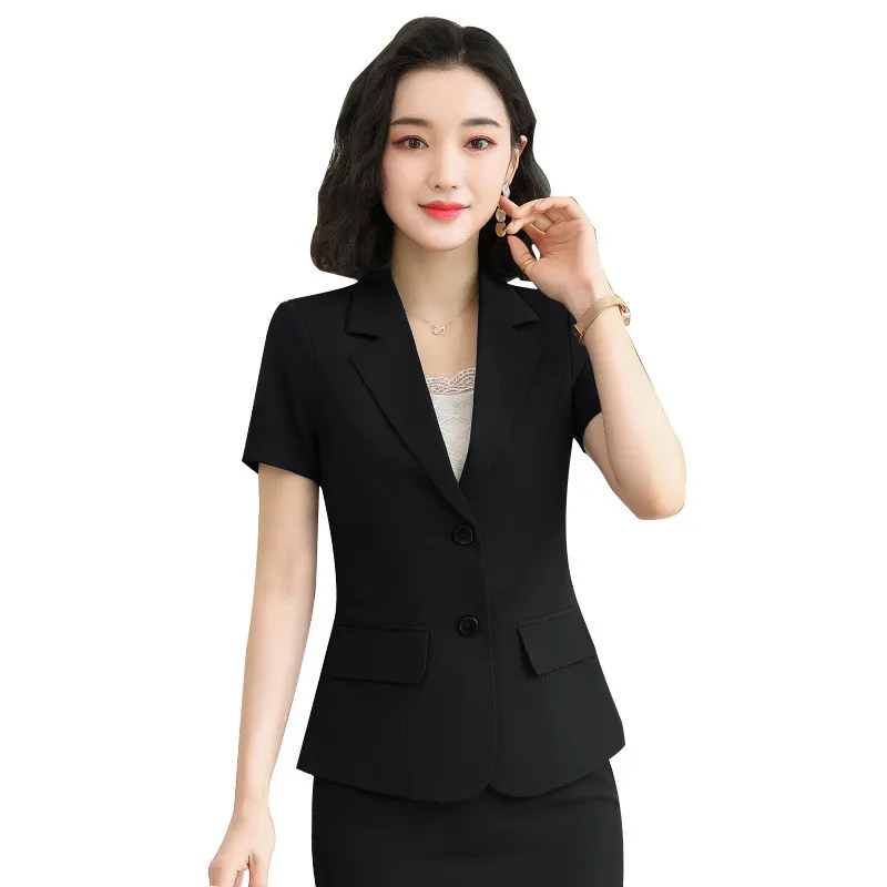 

Весенне-летний новый блейзер с короткими рукавами, женский деловой офисная форма, женский тонкий костюм с темпераментом, комплект JD1699